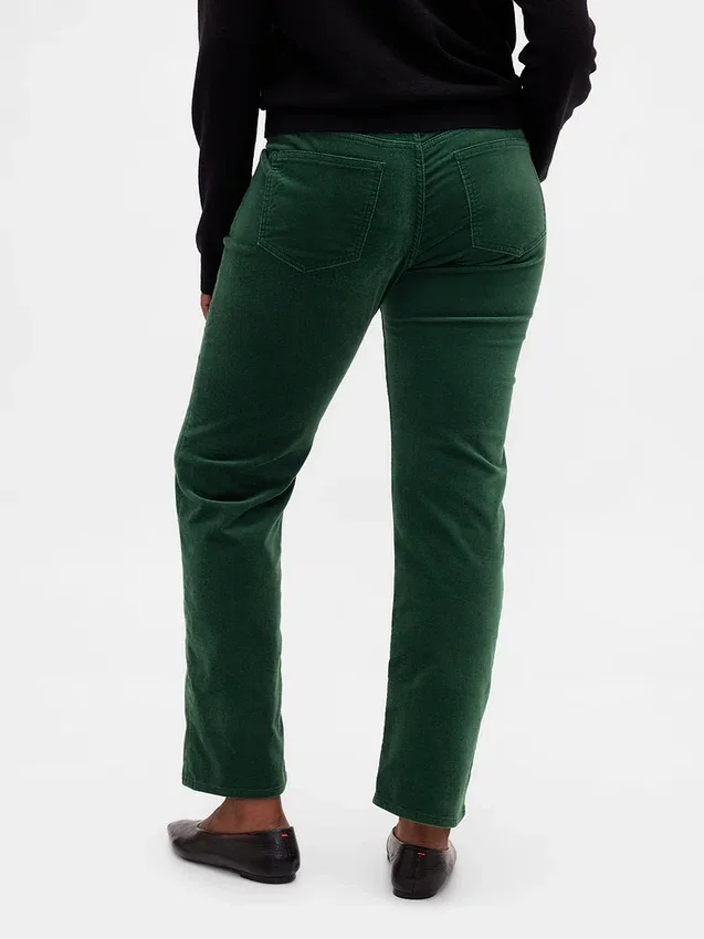 Pantalones rectos ajustados de terciopelo de talle bajo estilo años 90