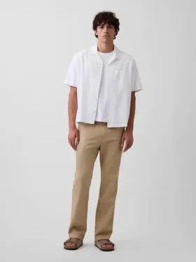 Pantalones rectos holgados de lino y algodón