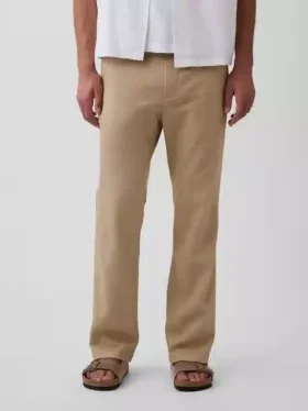 Pantalones rectos holgados de lino y algodón