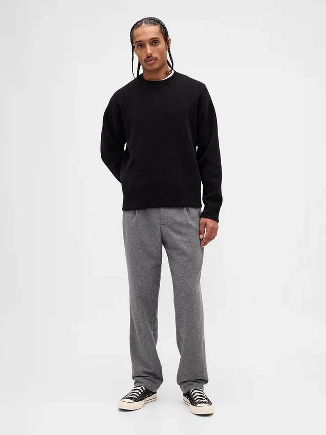 Pantalones rectos holgados de mezcla de lana