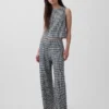 Pantalones rectos holgados hasta el tobillo de mezcla de lino
