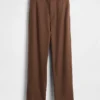 Pantalones rectos holgados hasta el tobillo de mezcla de lino