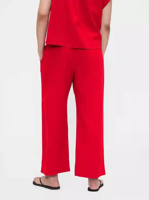 Pantalones rectos holgados hasta el tobillo de mezcla de lino