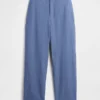 Pantalones rectos holgados hasta el tobillo de mezcla de lino