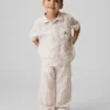 Pantalones sin cremallera de lino y algodón para bebés y niños pequeños