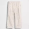 Pantalones sin cremallera de lino y algodón para bebés y niños pequeños