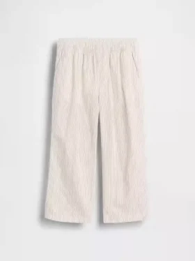 Pantalones sin cremallera de lino y algodón para bebés y niños pequeños
