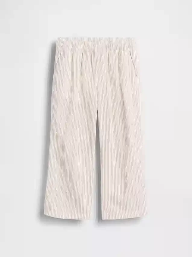 Pantalones sin cremallera de lino y algodón para bebés y niños pequeños