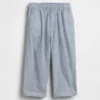 Pantalones sin cremallera de lino y algodón para bebés y niños pequeños