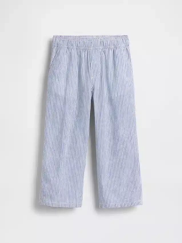 Pantalones sin cremallera de lino y algodón para bebés y niños pequeños