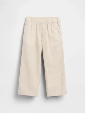 Pantalones sin cremallera de lino y algodón para bebés y niños pequeños