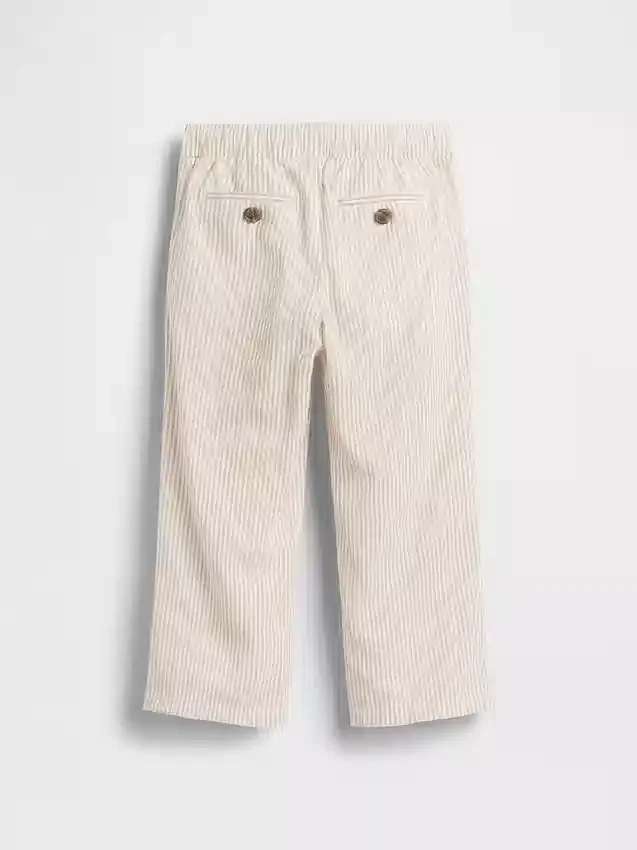 Pantalones sin cremallera de lino y algodón para bebés y niños pequeños