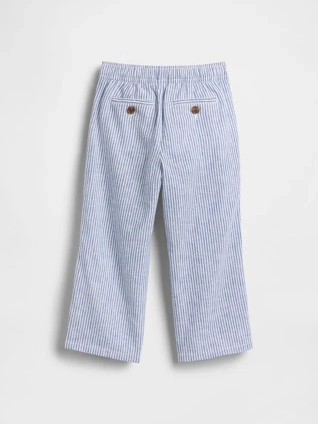 Pantalones sin cremallera de lino y algodón para bebés y niños pequeños