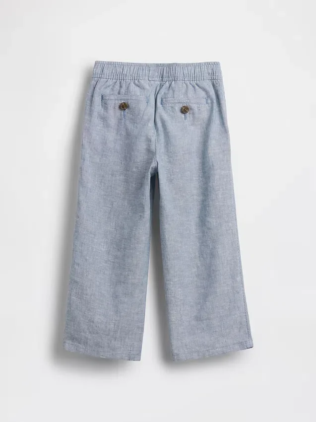 Pantalones sin cremallera de lino y algodón para bebés y niños pequeños