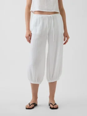 Pantalones tipo falda de gasa de algodón