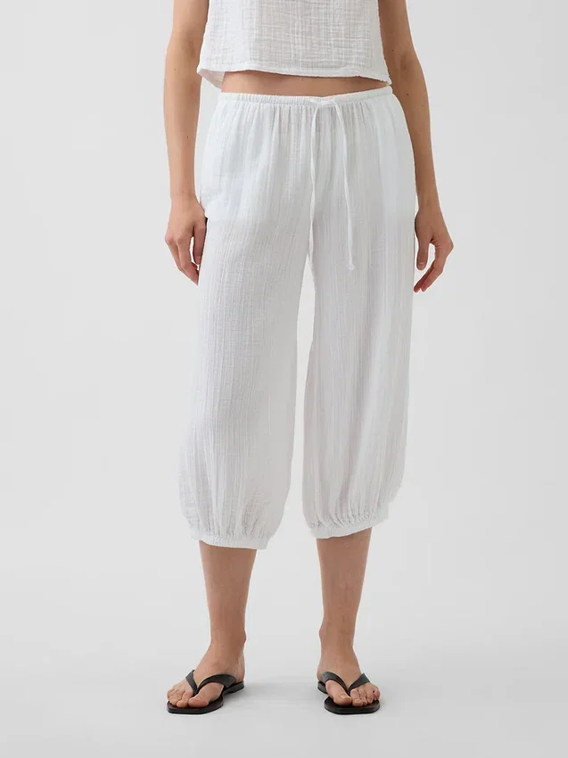 Pantalones tipo falda de gasa de algodón