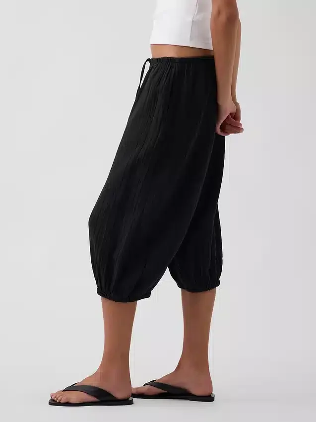Pantalones tipo falda de gasa de algodón