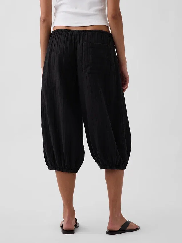 Pantalones tipo falda de gasa de algodón
