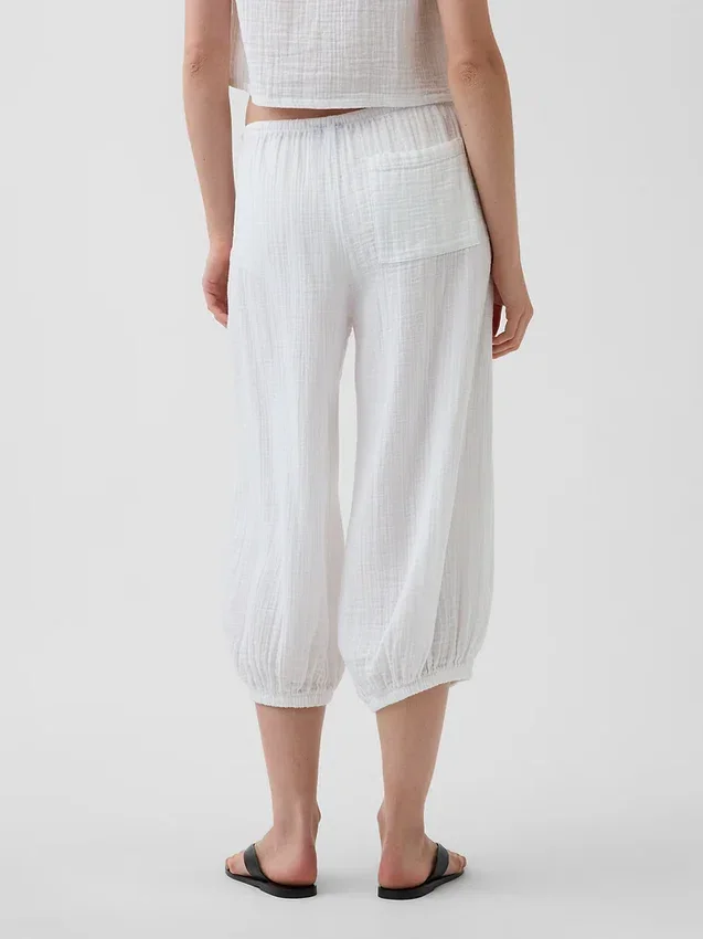 Pantalones tipo falda de gasa de algodón