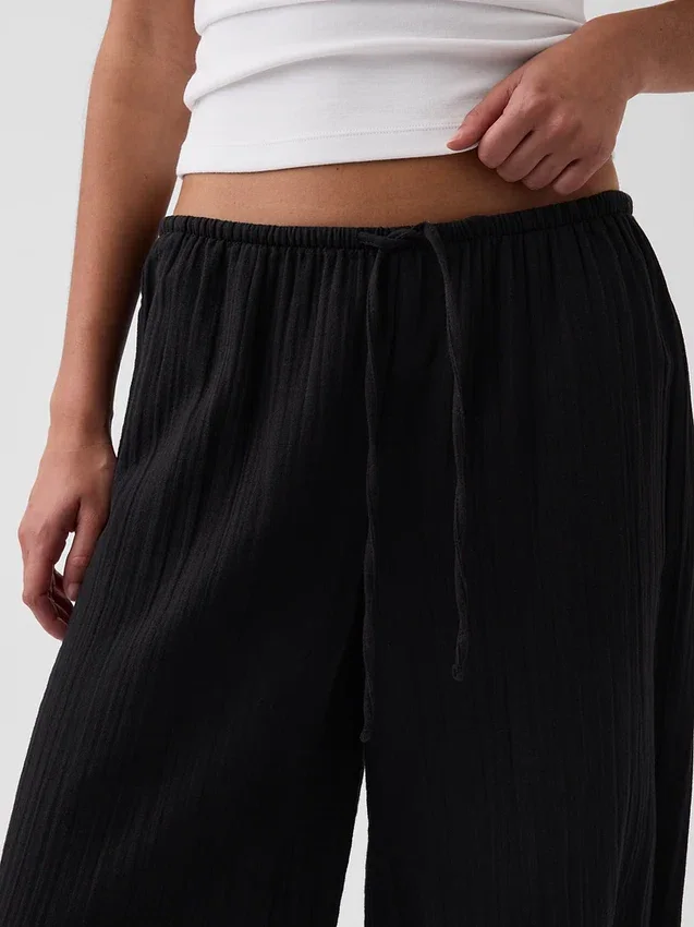 Pantalones tipo falda de gasa de algodón