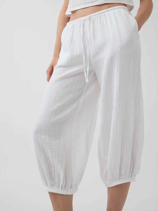 Pantalones tipo falda de gasa de algodón