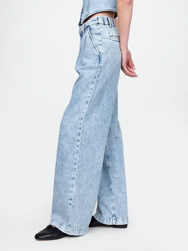 Pantalones vaqueros plisados de talle alto ultrasuaves 365