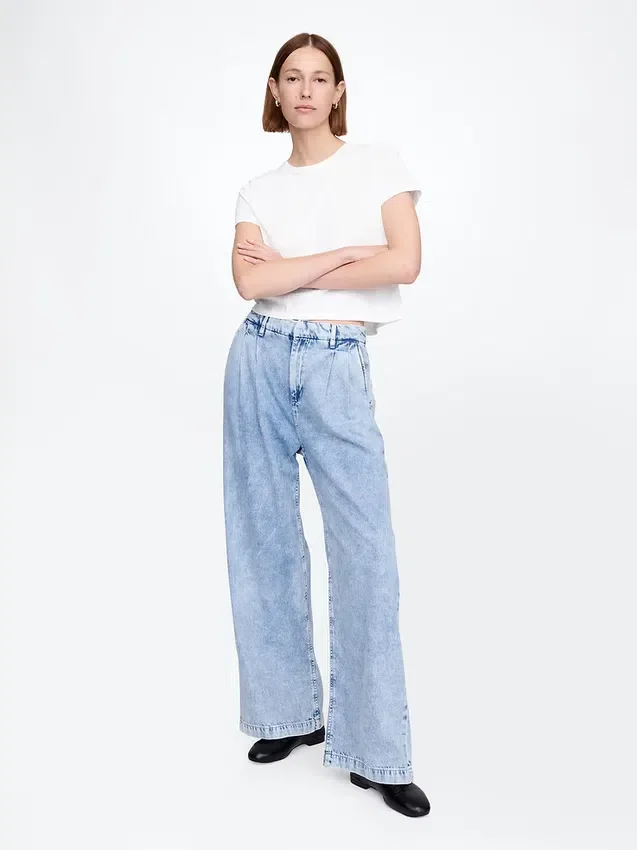 Pantalones vaqueros plisados de talle alto ultrasuaves 365