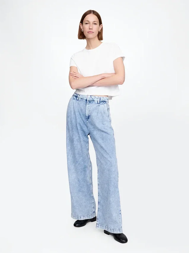 Pantalones vaqueros plisados de talle alto ultrasuaves 365
