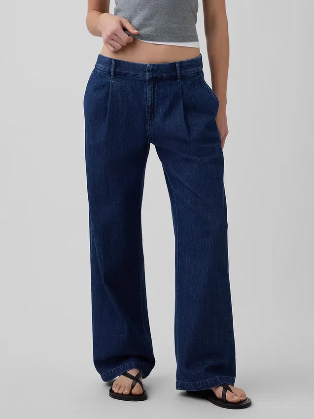 Pantalones vaqueros plisados de talle bajo 365