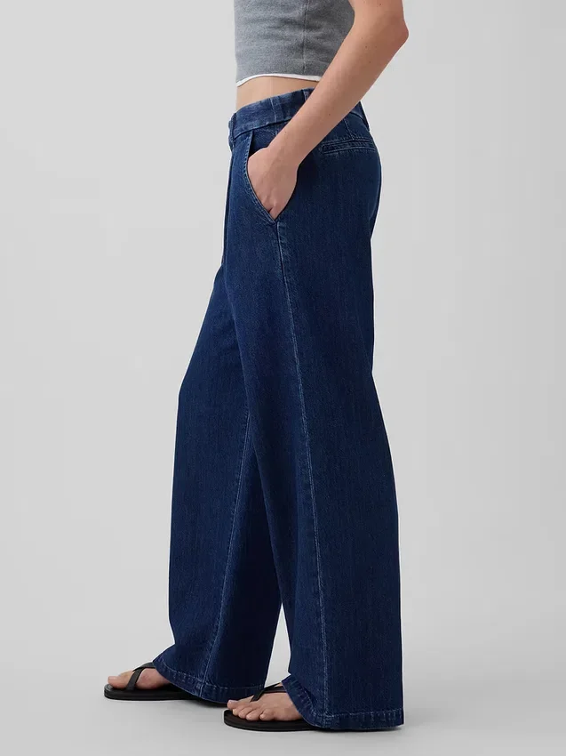 Pantalones vaqueros plisados de talle bajo 365