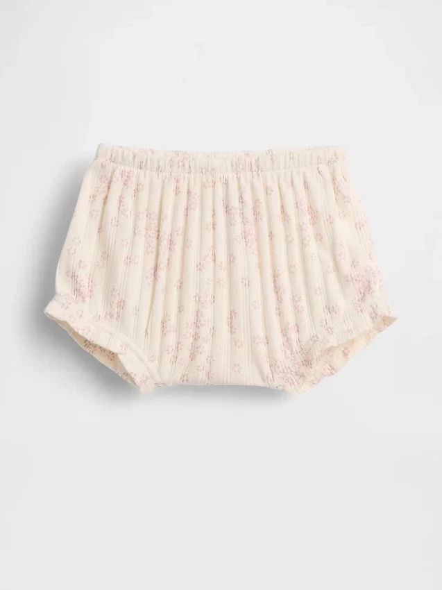 Pantalonitos florales de punto pointelle con canalé de la colección «Baby First Favorites»