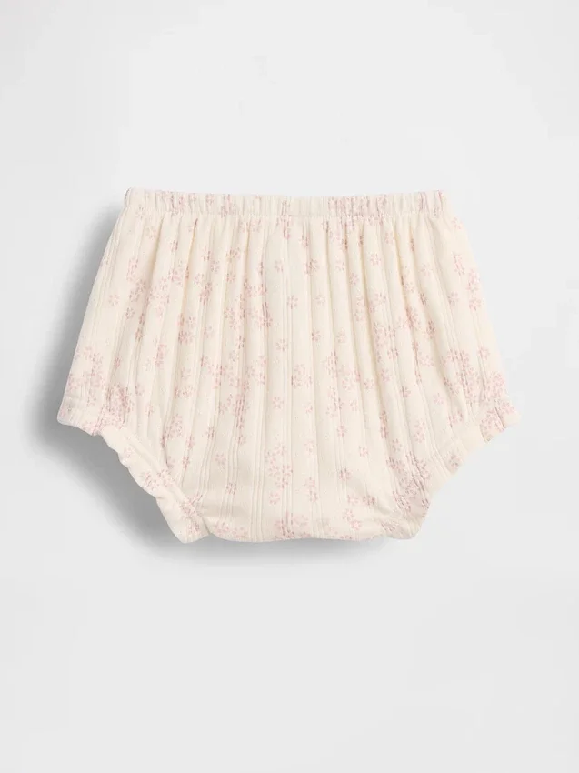 Pantalonitos florales de punto pointelle con canalé de la colección «Baby First Favorites»