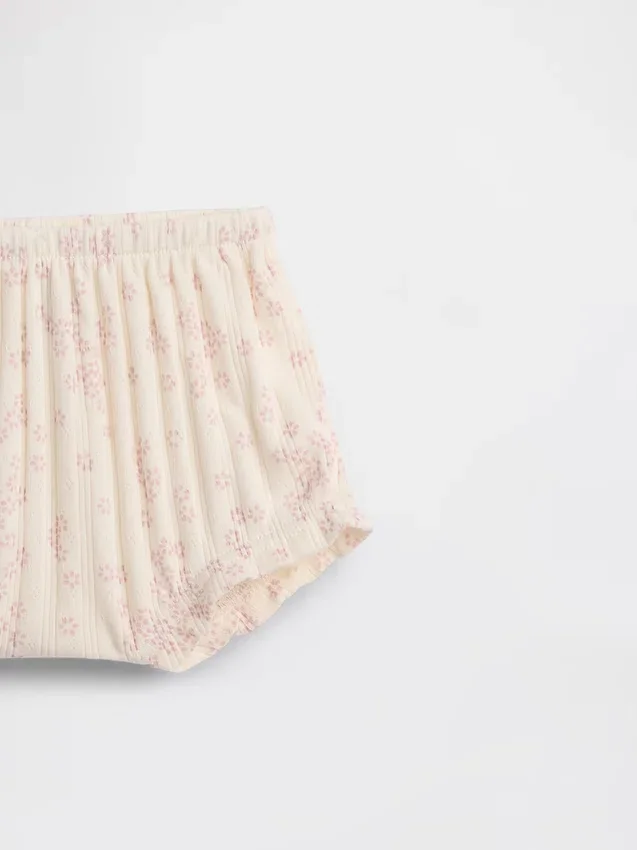 Pantalonitos florales de punto pointelle con canalé de la colección «Baby First Favorites»