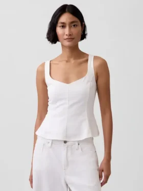 Partes de arriba con peplum de mezcla de lino