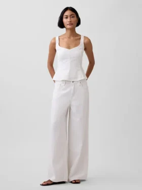 Partes de arriba con peplum de mezcla de lino