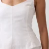 Partes de arriba con peplum de mezcla de lino