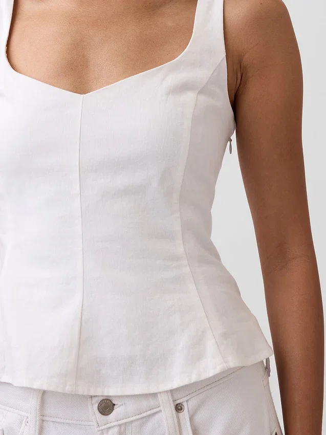 Partes de arriba con peplum de mezcla de lino