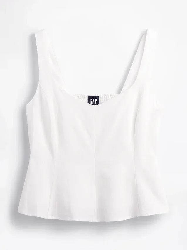Partes de arriba con peplum de mezcla de lino