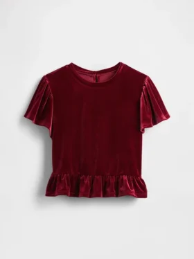 Partes de arriba de terciopelo con peplum para niños