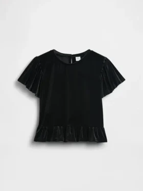 Partes de arriba de terciopelo con peplum para niños