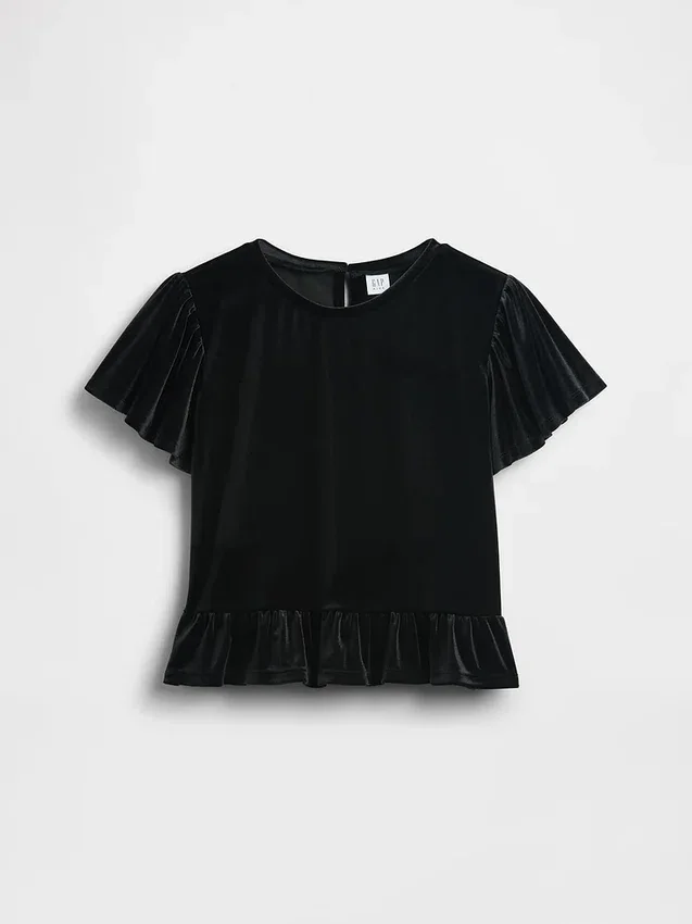 Partes de arriba de terciopelo con peplum para niños