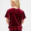 Partes de arriba de terciopelo con peplum para niños
