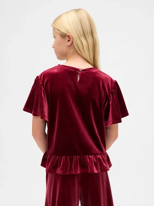 Partes de arriba de terciopelo con peplum para niños