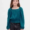 Partes de arriba infantiles con peplum arrugado