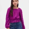 Partes de arriba infantiles con peplum arrugado