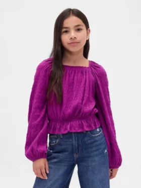 Partes de arriba infantiles con peplum arrugado