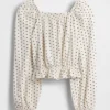 Partes de arriba infantiles con peplum arrugado