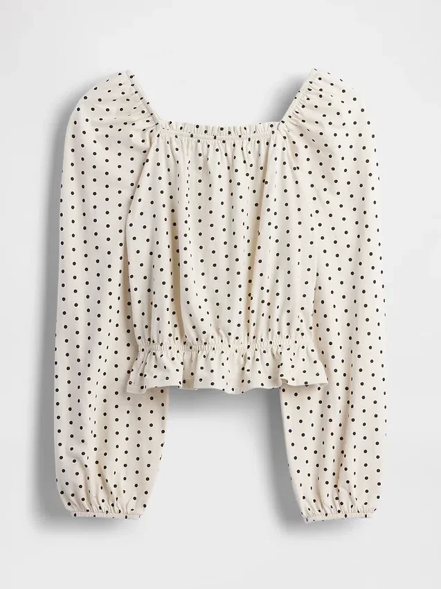 Partes de arriba infantiles con peplum arrugado