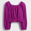 Partes de arriba infantiles con peplum arrugado