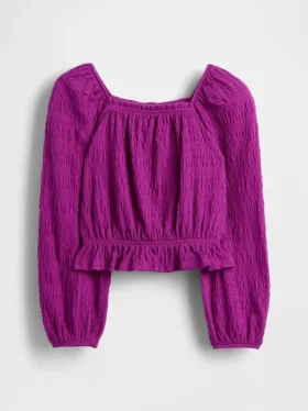 Partes de arriba infantiles con peplum arrugado